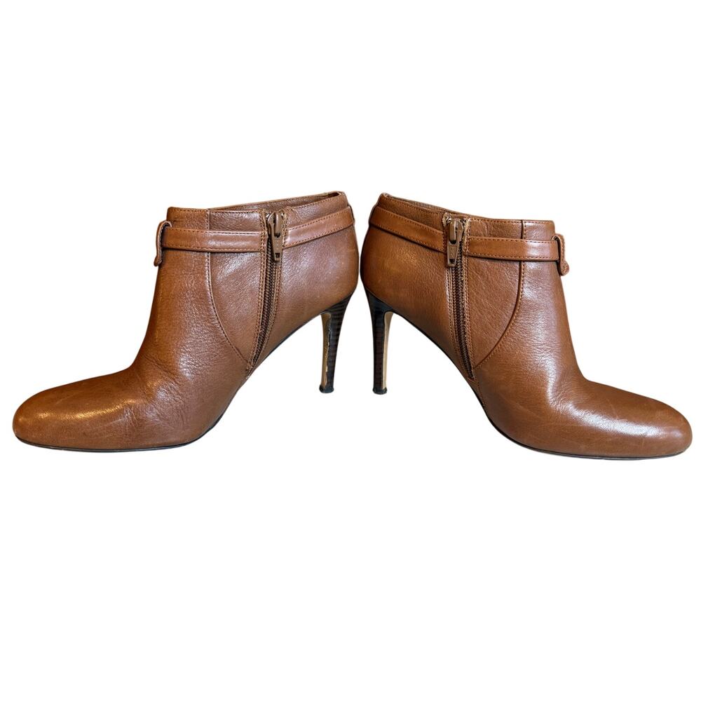 Coach Salene Leather Ankle Boots Ginger Brown Stiletto Heel Gold Logo 6.5 - Picture 7 of 12